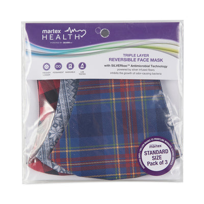 Martex Health Cozy Cabin Reversible Triple Layer Face Masks with SILVERbac Antimicrobial Technology