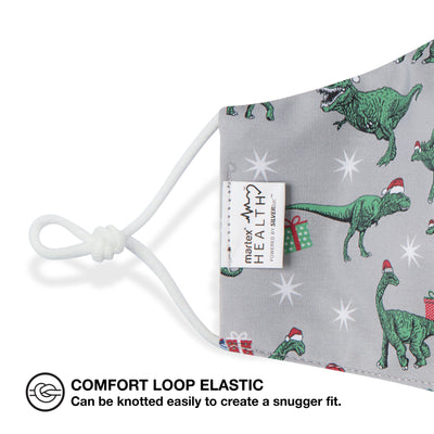Martex Health Holiday Dino Youth Triple Layer Face Mask with SILVERbac™ Antimicrobial Technology - Single Pack
