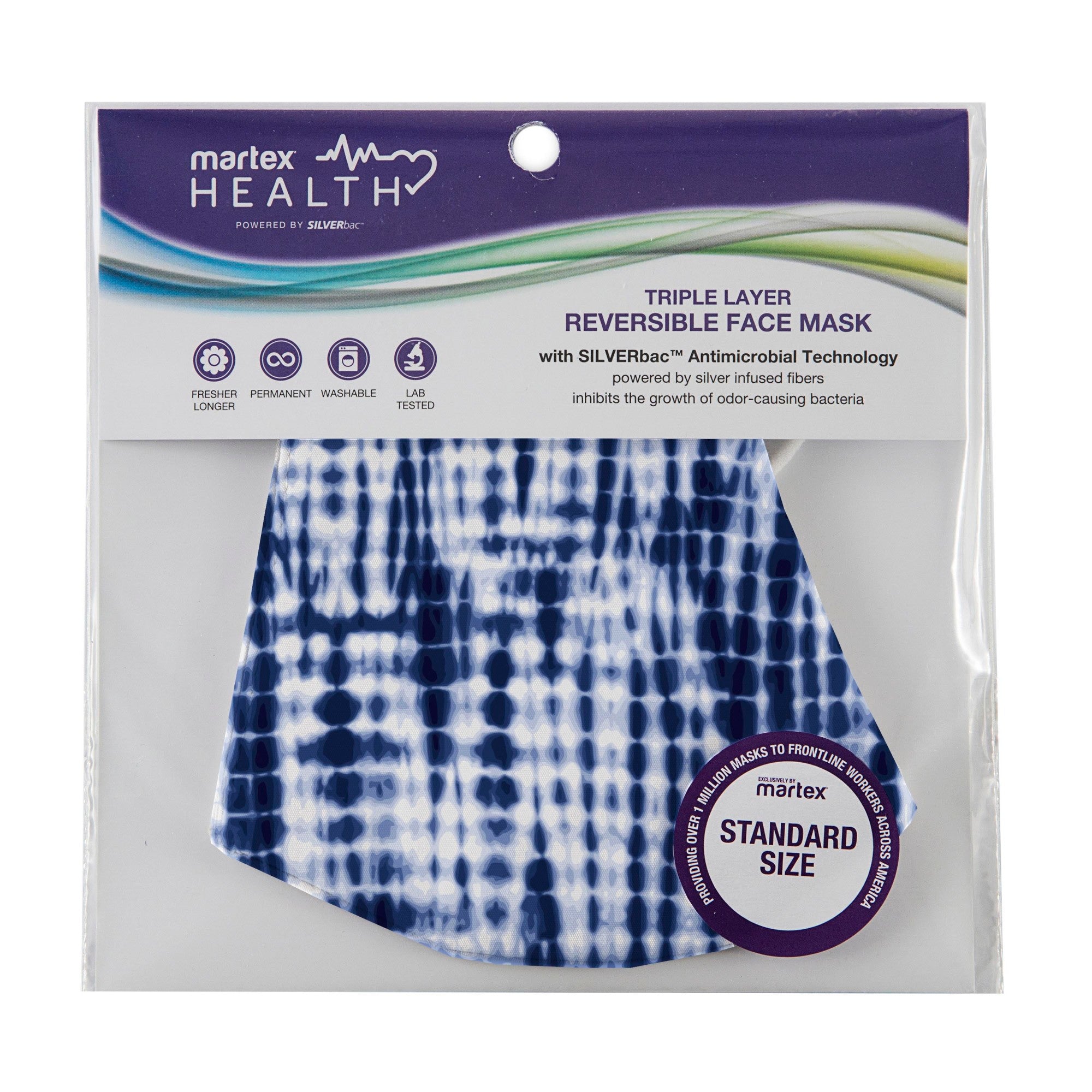 Martex Health Triple Layer Standard Tie Dye Face Mask with SILVERbac™ Antimicrobial Technology