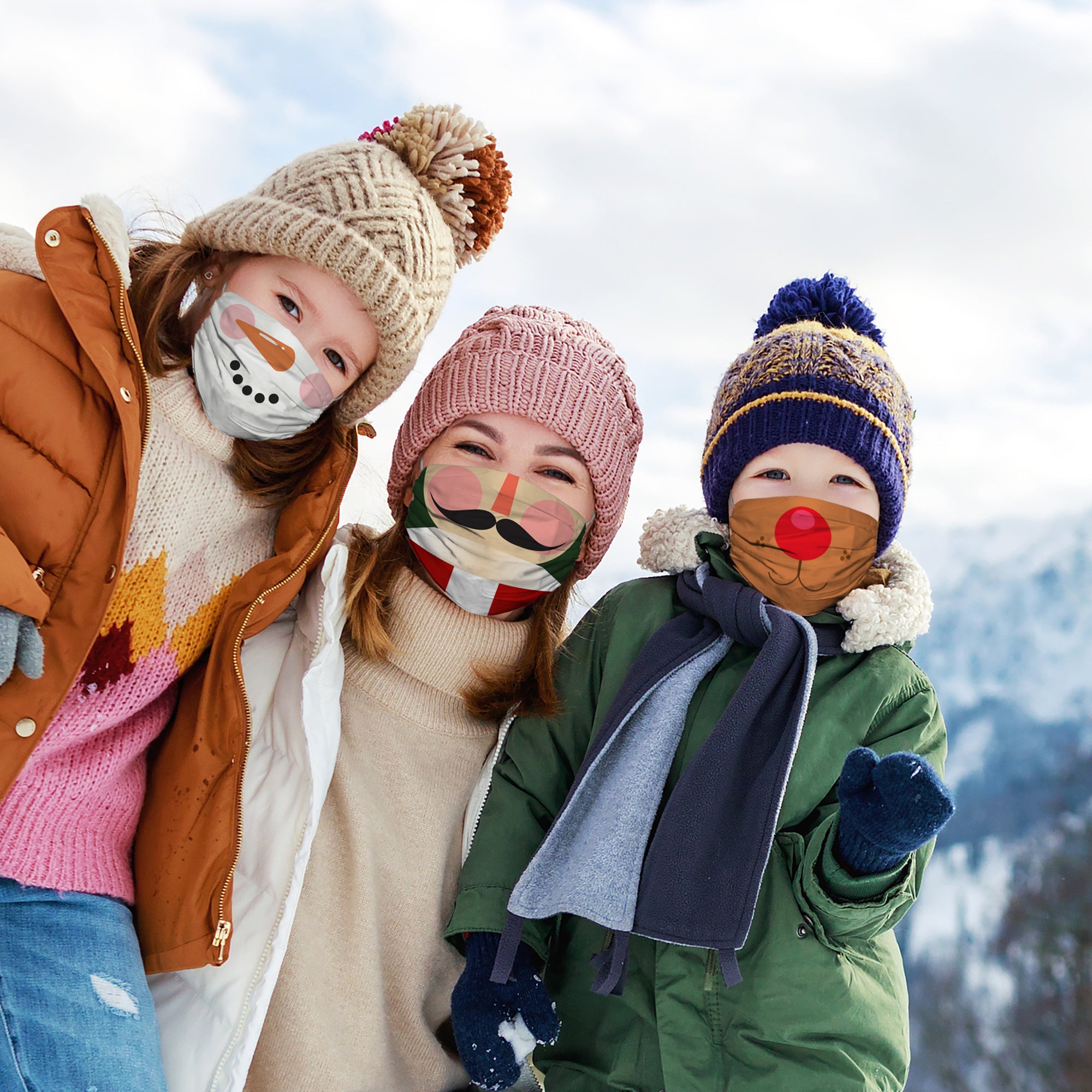 Martex Health Christmas Character Double Layer Gathered Face Masks 4-Pack