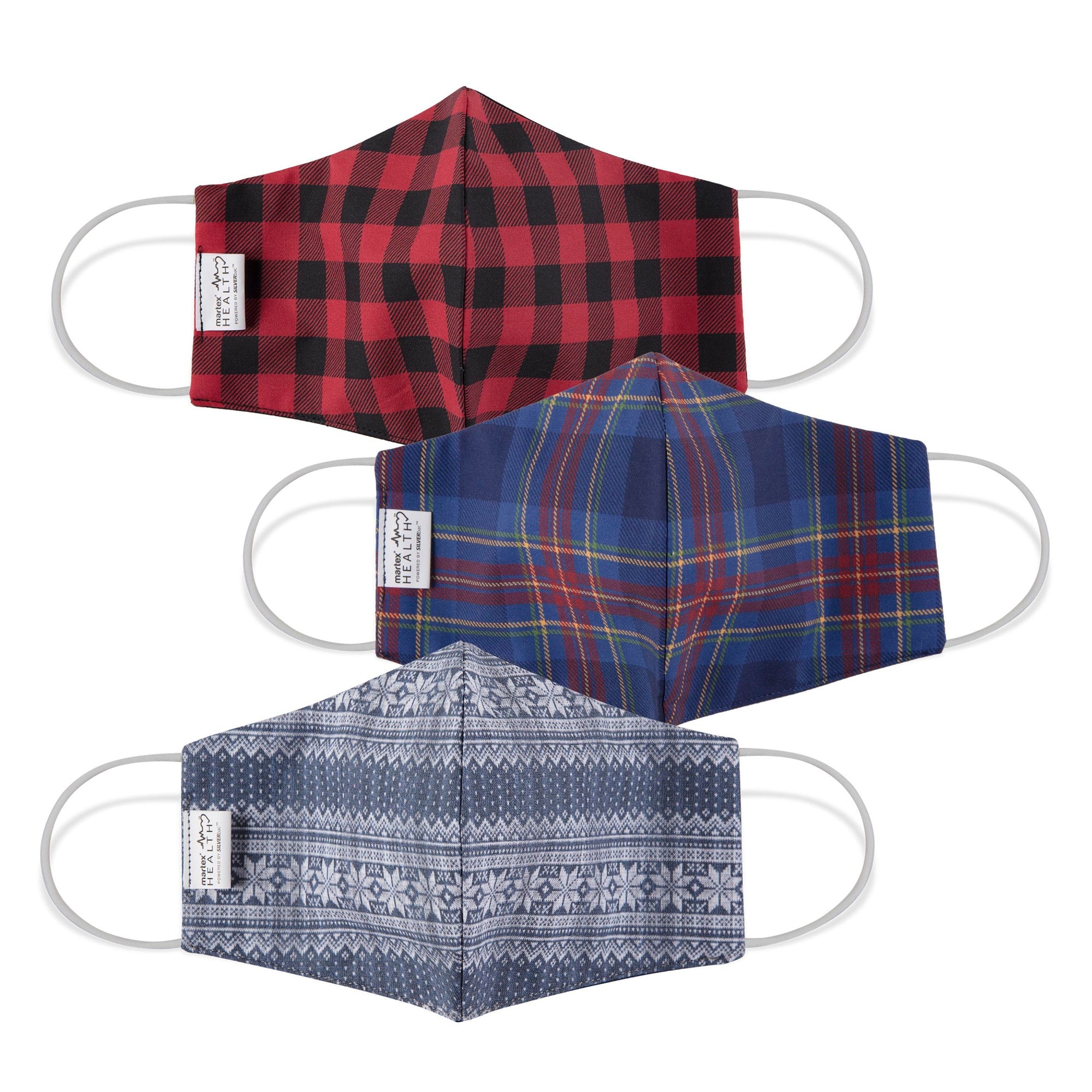 Martex Health Cozy Cabin Reversible Triple Layer Face Masks with SILVERbac Antimicrobial Technology