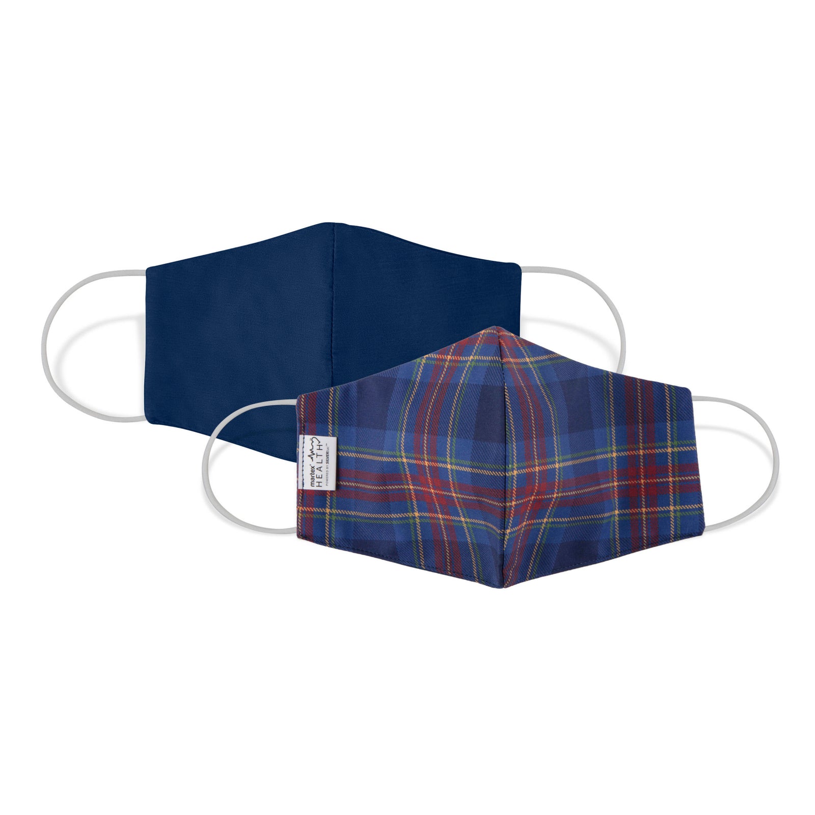 Martex Health Tartan Plaid Triple Layer Face Masks with SILVERbac Antimicrobial Technology Single Pack