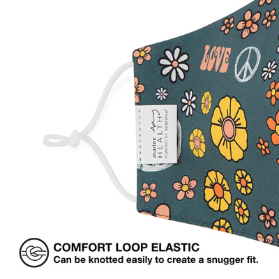 Martex Health Peace & Love Reversible Triple Layer Face Masks with SILVERbac Antimicrobial Technology