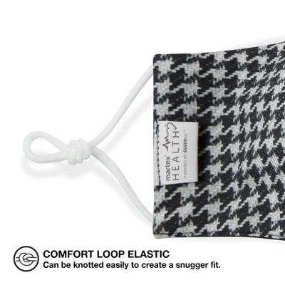 Martex Health Black and White Houndstooth Standard Triple Layer Face Mask with SILVERbac™ Antimicrobial Technology - Single Pack