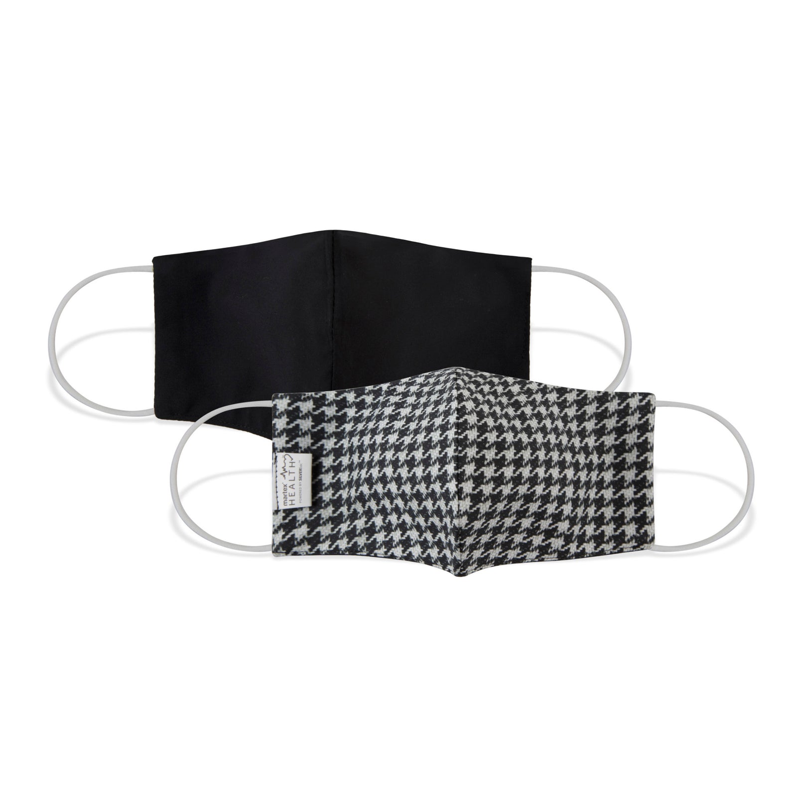 Martex Health Black and White Houndstooth Standard Triple Layer Face Mask with SILVERbac™ Antimicrobial Technology - Single Pack