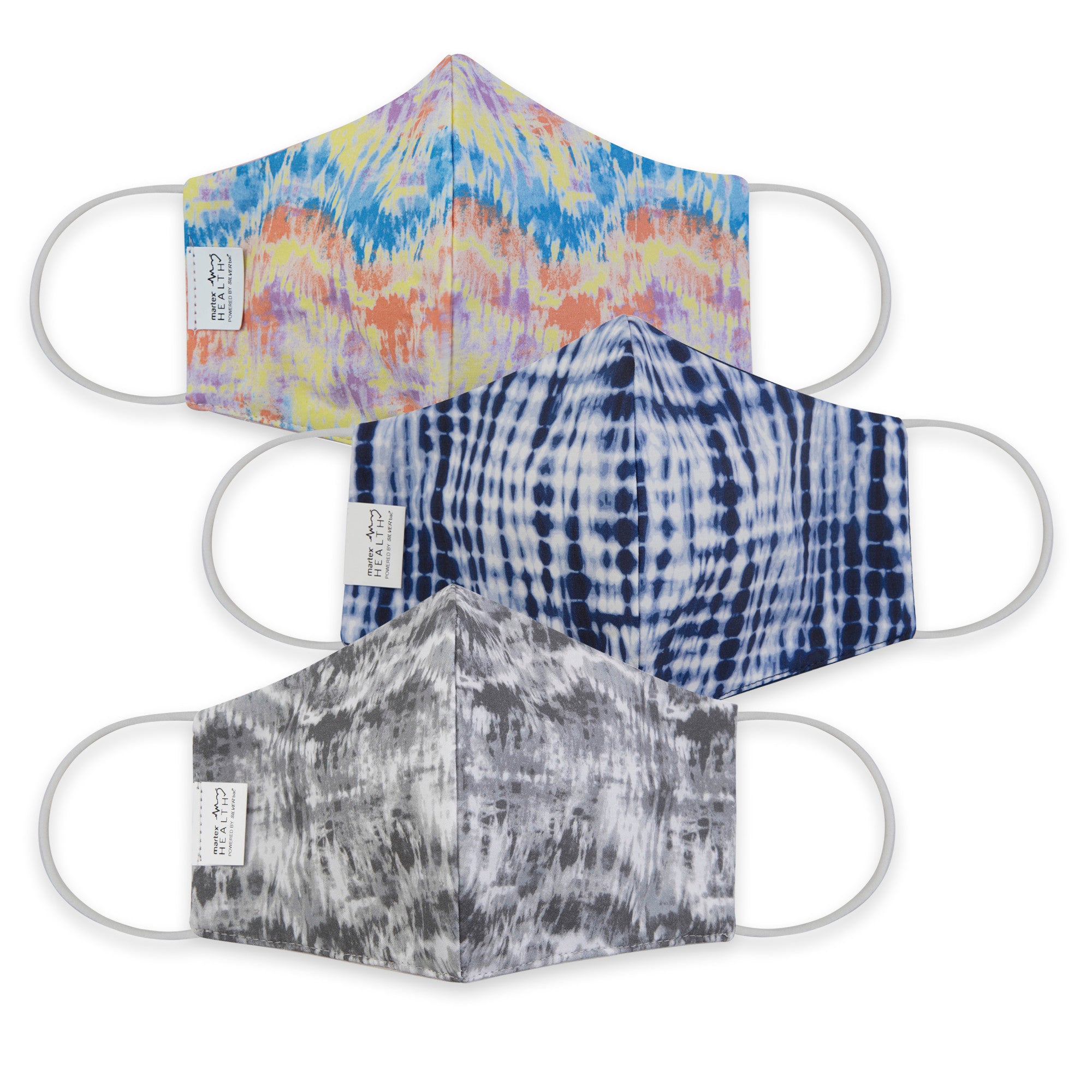 Martex Health Tie Dye Triple Layer Face Masks with SILVERbac™ Antimicrobial Technology 3-Pack