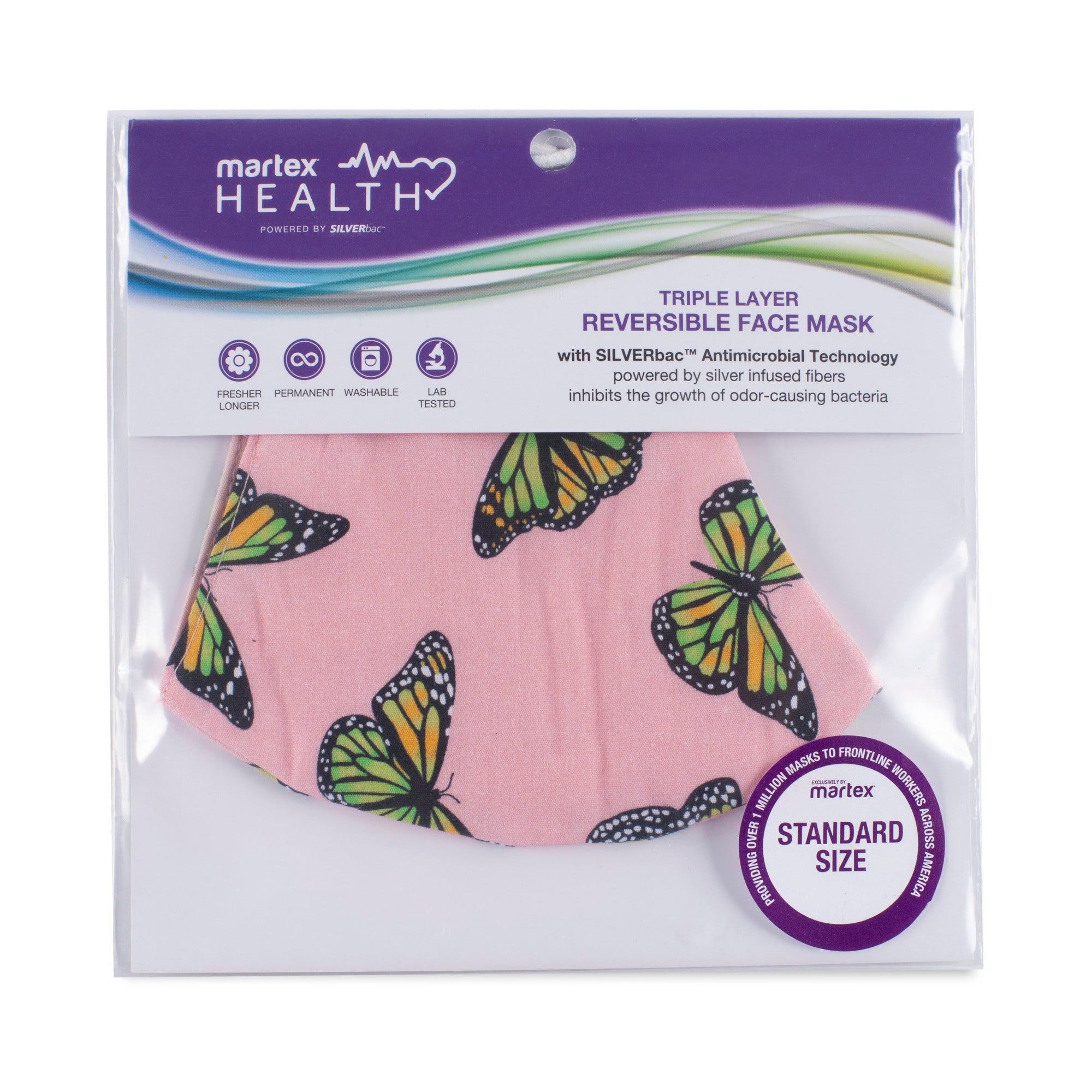 Martex Health Butterfly Triple Layer Standard Face Mask with SILVERbac™ Antimicrobial Technology
