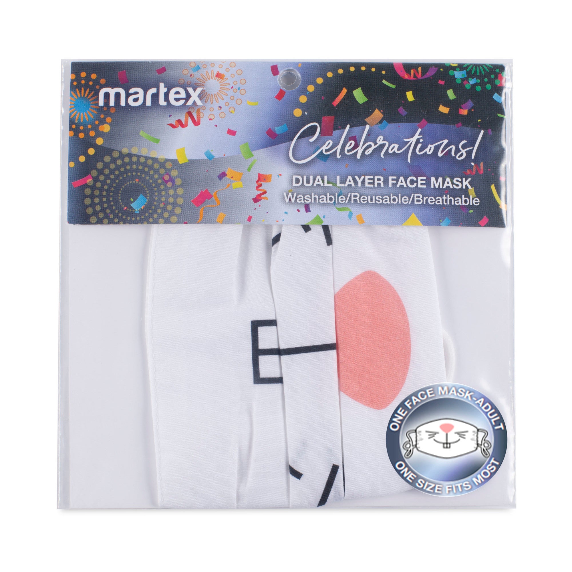 Martex Health Easter Bunny Double Layer Gathered Standard Face Mask