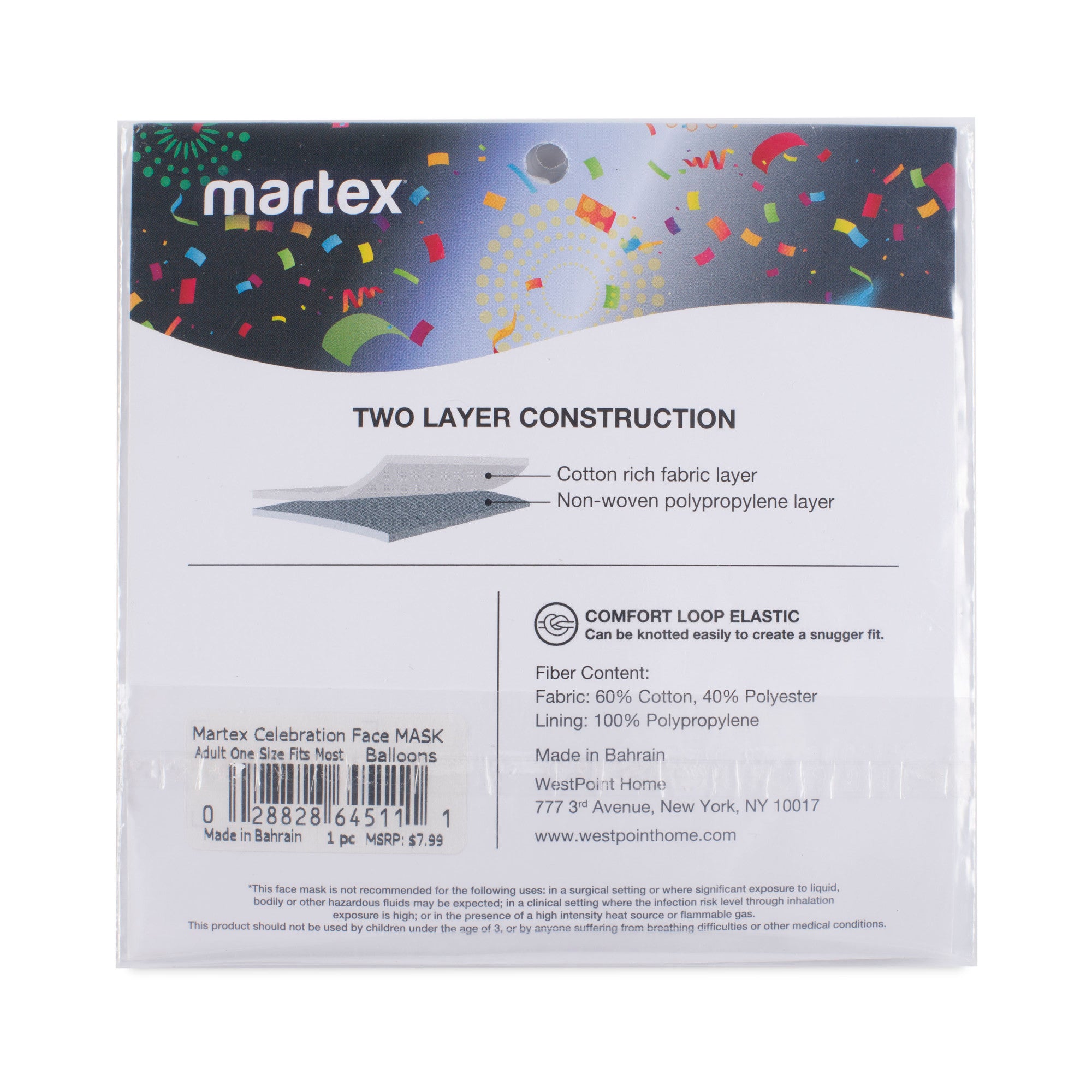 Martex Health Bunny Face Double Layer Gathered Youth Face Mask