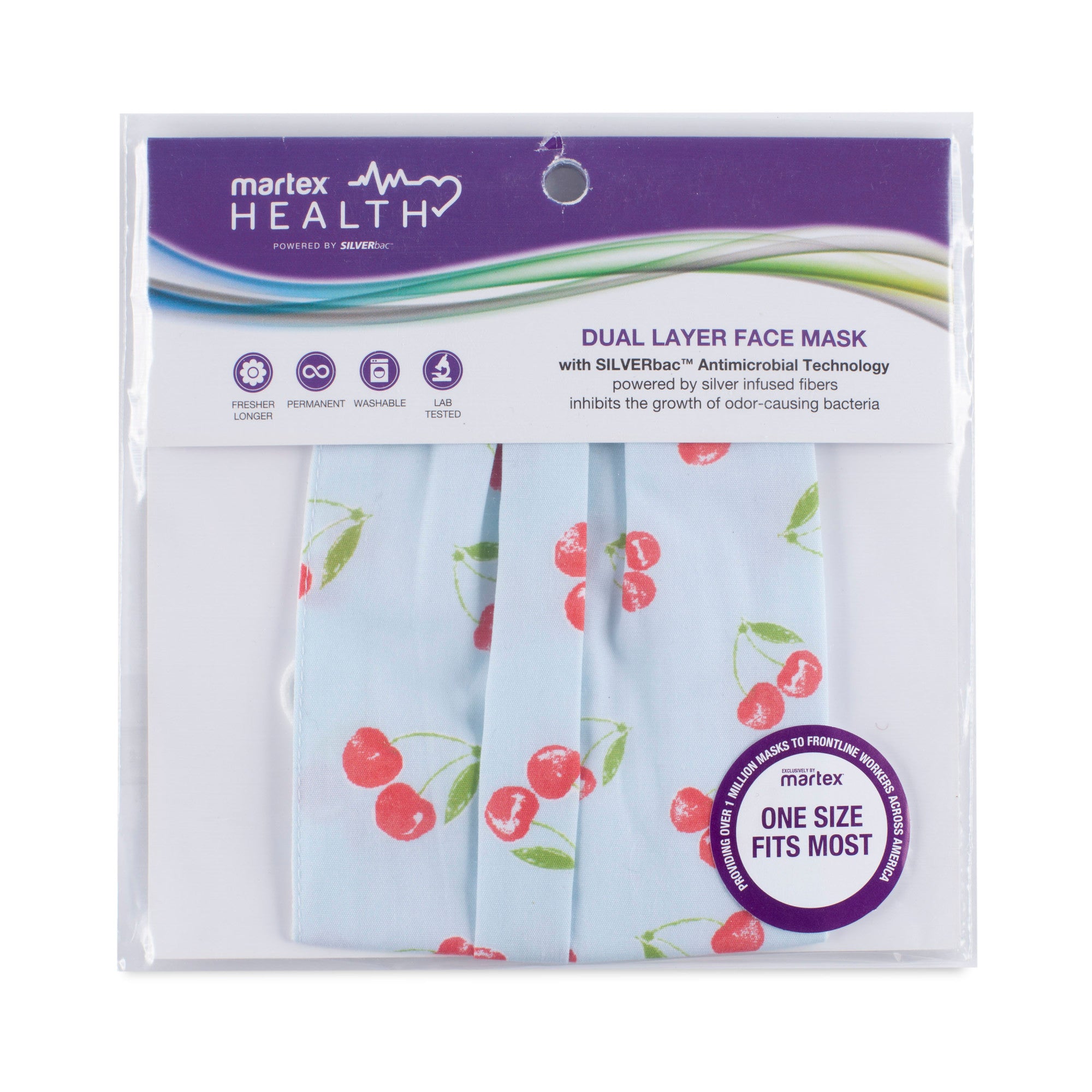 Martex Health Cherries Double Layer Gathered Standard Face Mask